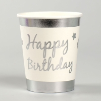 Стакан бумажный &laquo;С днём рождения&raquo;, в наборе 6 шт