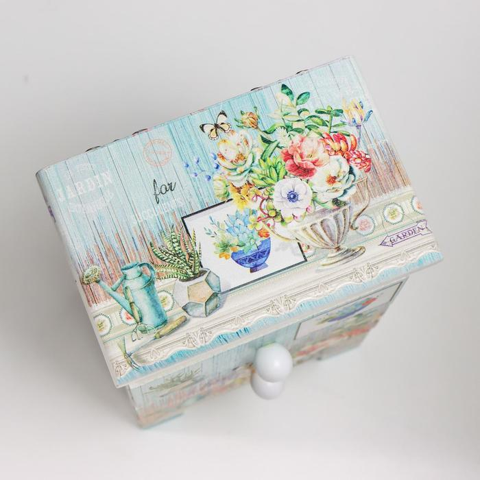 Шкатулка дерево 3 ящика Шкатулка дерево 3 ящика "Букет в античной вазе" 18,5х11,7х7,5 см