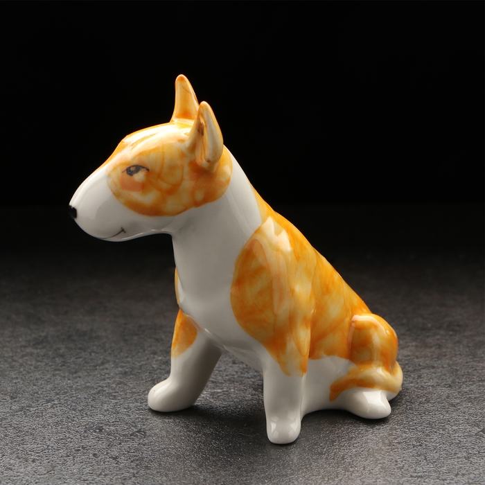 Статуэтка фарфоровая "Бультерьер", рыже-белый, 9х5 см