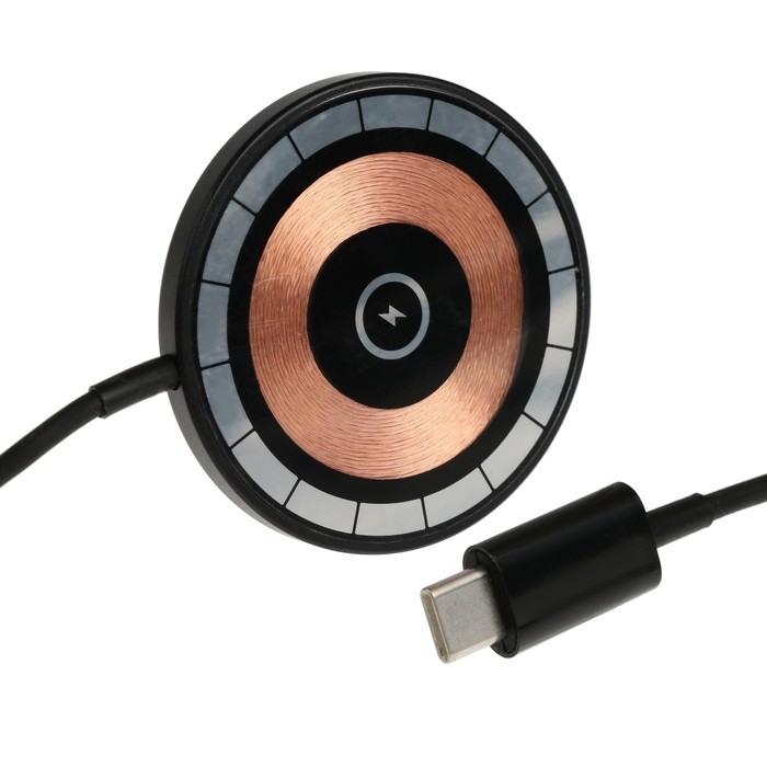 Беспроводное зарядное устройство i12, MagSafe, 15 Вт, Type-C, 2 А, 1 м, чёрное Беспроводное зарядное устройство i12, MagSafe, 15 Вт, Type-C, 2 А, 1 м, чёрное