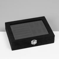 Подставка для украшений &laquo;Шкатулка&raquo;, 8 полос, 9 ячеек, 20&times;15&times;4,5, цвет чёрный