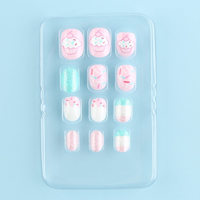 Детские накладные ногти &laquo;Сладкий стиль&raquo;, 12 шт