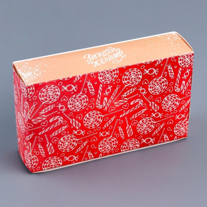 Новый год. Коробка для 5 эклеров подарочная, новогодняя упаковка Новый год. Коробка для 5 эклеров подарочная, новогодняя упаковка "Вкусного Нового года", 25,2 х 15 х 6,6 см.