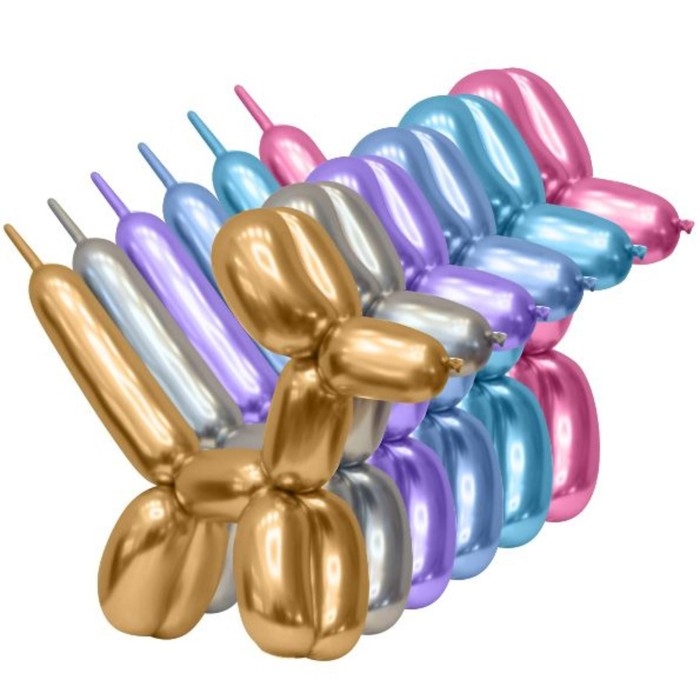 Шар для твистинга 260, зеркальный, хром, набор 50 шт., МИКС