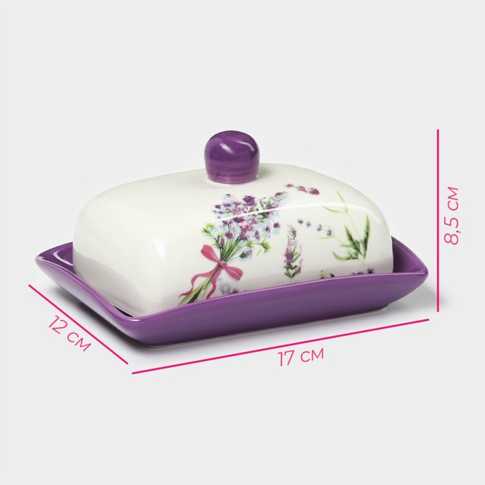 Маслёнка Доляна &laquo;Лаванда&raquo;, 17&times;12&times;8,5 см