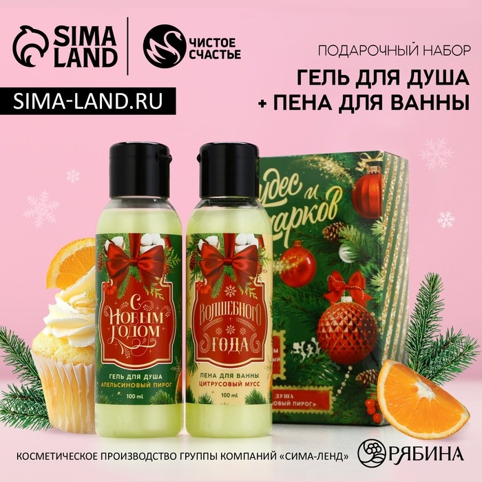 Подарочный набор косметики &laquo;Чудес и подарков!&raquo;, гель для душа и пена для ванны, 2 х 100 мл, Новый Год