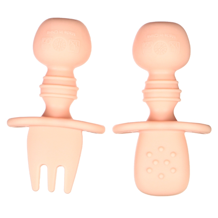 Набор детских столовых приборов, вилка, ложка, цвет нежно - розовый