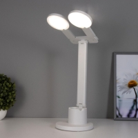 Настольная лампа сенсорная "Круги" с органайзером LED 20Вт  АКБ USB белый 44х36х15 см RISALUX  78003