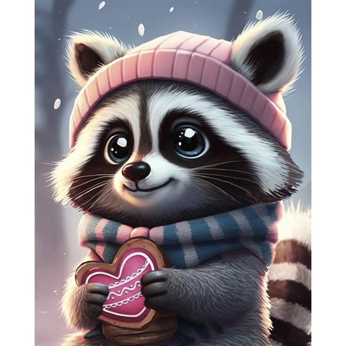 Алмазная мозаика на новый год для детей &laquo;Енотик&raquo;, 20 х 25 см, новогодний набор для творчества