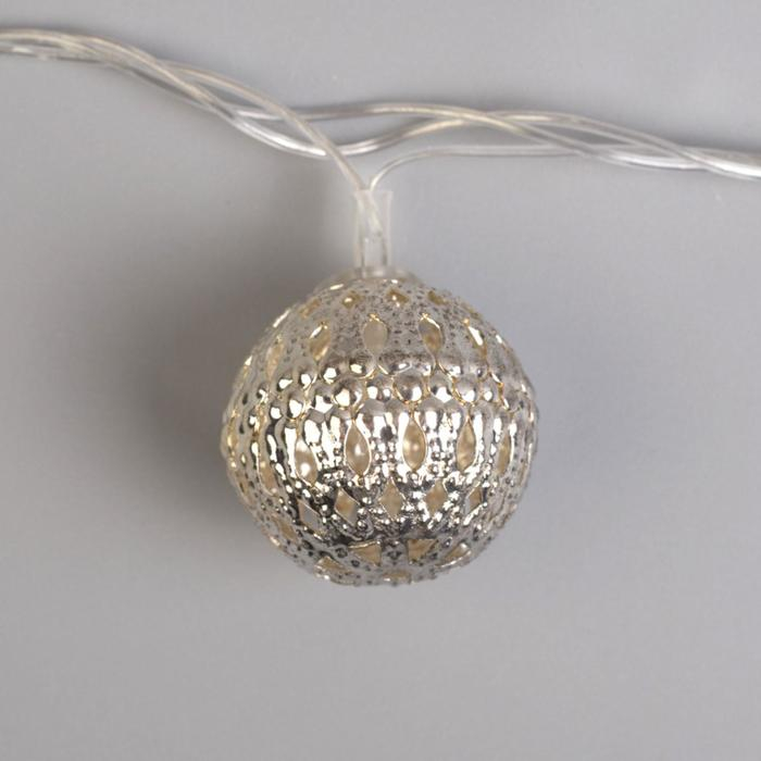 Гирлянда «Нить» 4 м с насадками «Шарик с узором», IP20, прозрачная нить, 20 LED, свечение белое, 8 режимов, 220 В Гирлянда «Нить» 4 м с насадками «Шарик с узором», IP20, прозрачная нить, 20 LED, свечение белое, 8 режимов, 220 В