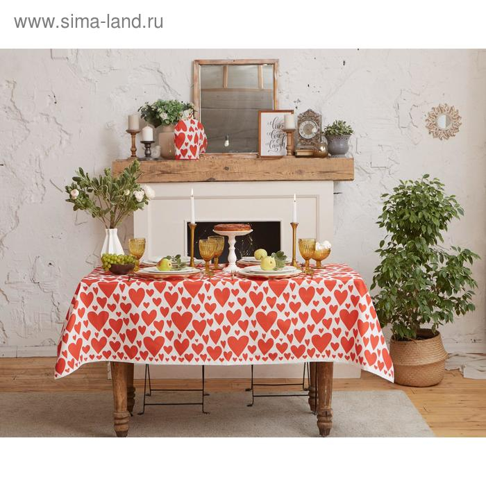 Скатерть "Этель" Red hearts 149х110см, 100% хлопок, саржа 190 г/м2
