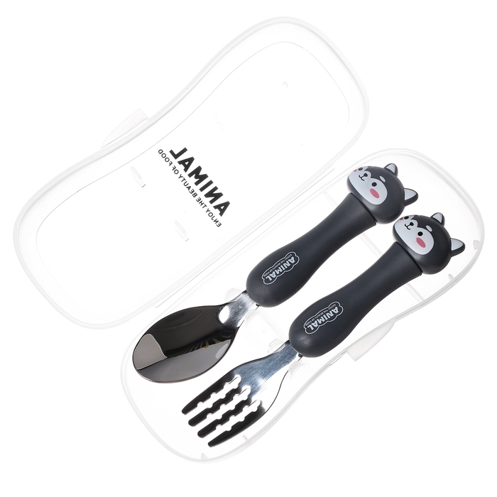 Набор детских столовых приборов в футляре &laquo;Щенята&raquo;, вилка, ложка