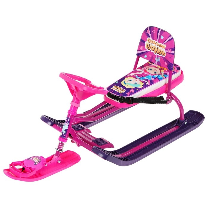 Снегокат &laquo;Сказочный патруль&raquo;, ССП2, со спинкой и ремнём безопасности, фиолетовый/розовый