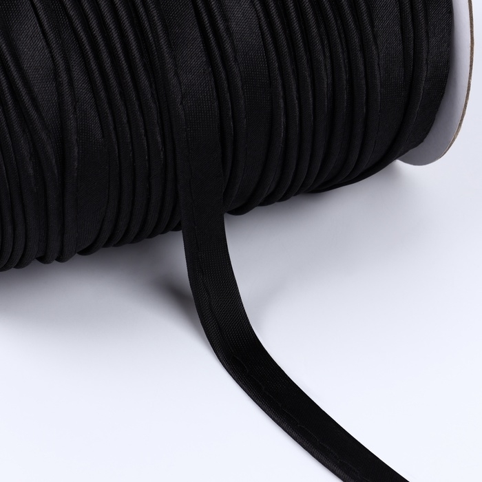 Кант атласный, 12 мм, 65 &plusmn; 1 м, цвет чёрный