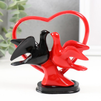 Сувенир полистоун "Голубки у сердца" красно-чёрный 12х11,5х4,5 см Сувенир полистоун "Голубки у сердца" красно-чёрный 12х11,5х4,5 см