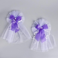 Набор бантов на зеркала из фатина, 2 шт, сиреневый Набор бантов на зеркала из фатина, 2 шт, сиреневый