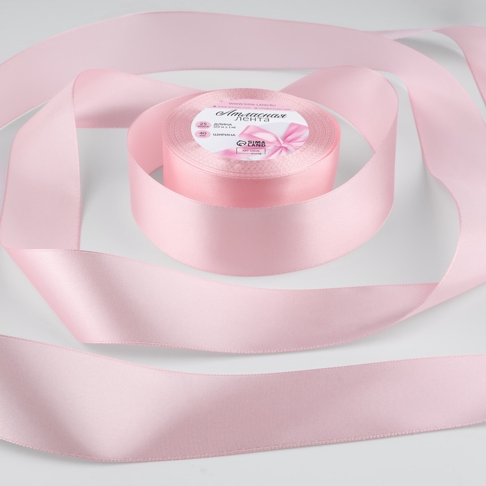 Лента атласная, 40 мм &times; 23 &plusmn; 1 м, цвет розовая гвоздика №277