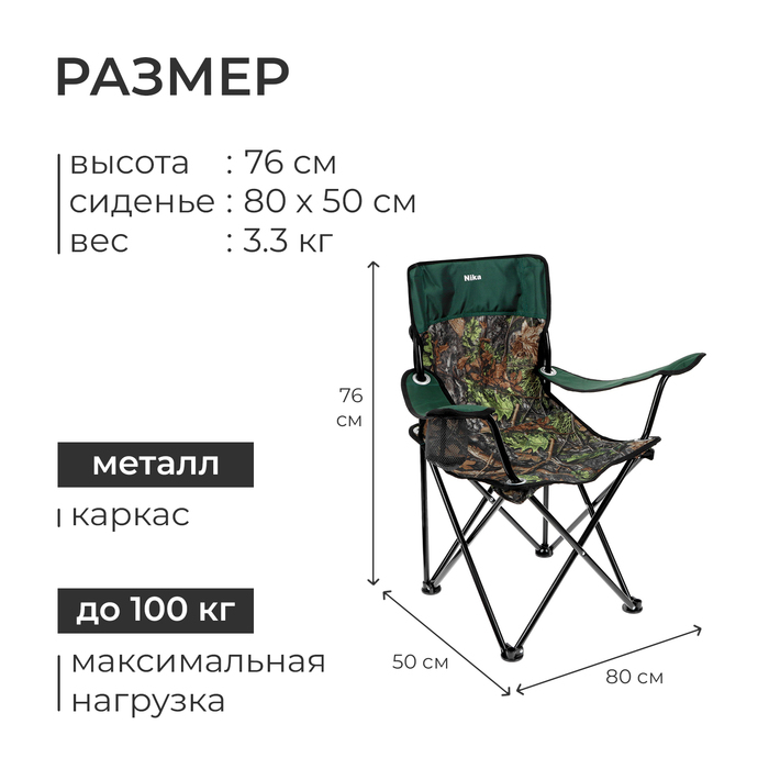 Стул складной Nika &laquo;Премиум 5&raquo;, 76 x 50 x 82 см, принт дубовые листья