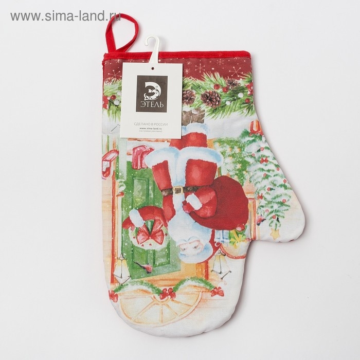 Новый год. Варежка-прихватка &laquo;Радости&raquo; 20х28см,100% х/л, ватин 250г/м2