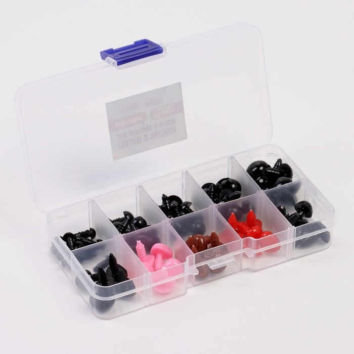 Набор винтовых глазок и носиков для кукол и игрушек с заглушками, цвет микс, 75 шт Набор винтовых глазок и носиков для кукол и игрушек с заглушками, цвет микс, 75 шт