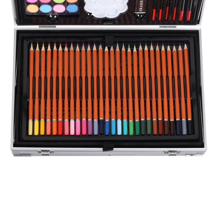 Набор для рисования, складной, в чемоданчике серебристый Набор для рисования, складной, в чемоданчике серебристый