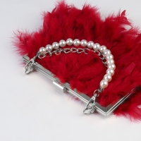 Цепочка для сумки, с жемчугом, d = 13 &plusmn; 1 мм, 2,3 &times; 16 &times; 11,5 мм, 29 &plusmn; 1 см, цвет серебряный