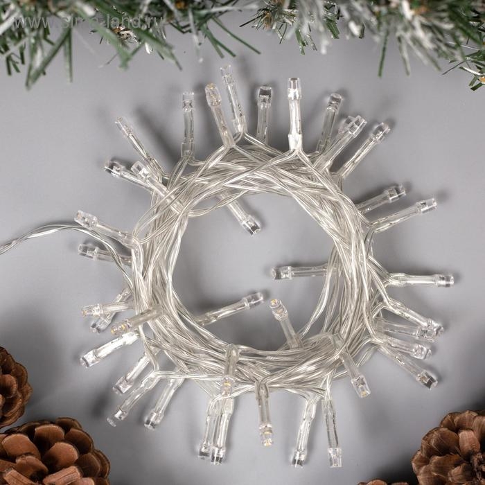 Гирлянда &laquo;Нить&raquo; 4 м, IP20, прозрачная нить, 40 LED, свечение тёплое белое, 2 режима, AAх3