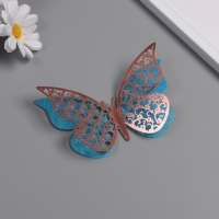 Наклейка бумага, пластик "Цветочные голубые бабочки" блёстки набор 12 шт 12 см, 10 см 8 см   1052426