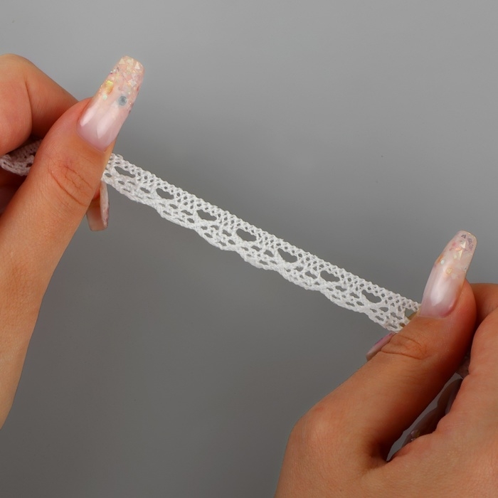 Тесьма вязаная, на резинке, 12 мм, 9 ± 0,5 м, цвет белый Тесьма вязаная, на резинке, 12 мм, 9 ± 0,5 м, цвет белый