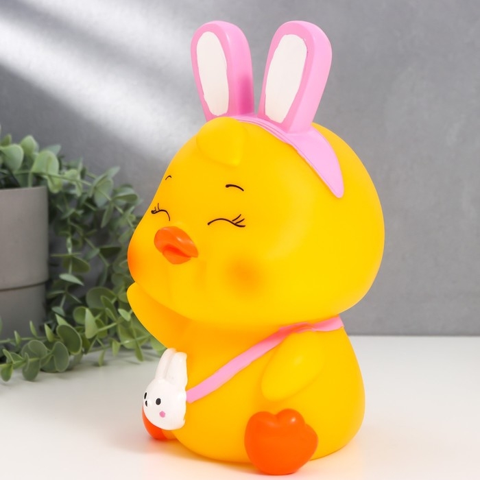 Копилка пластик "Уточка с заячьими ушками" МИКС 13х13х23 см