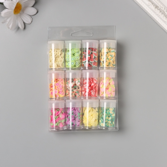 Декор для творчества в банке "Фруктики и камешки" набор 12 шт 13,4х8,8х3 см