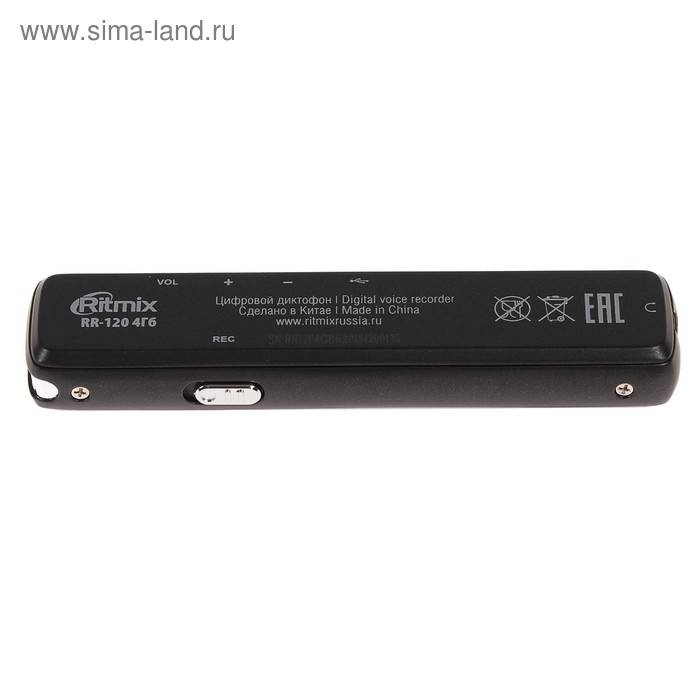 Диктофон Ritmix RR-120 4GB, MP3/WAV, дисплей, металл корпус, черный