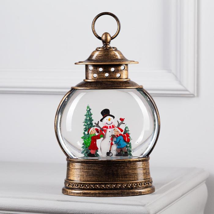 Светодиодная фигура &laquo;Дети и снеговик&raquo; 8 &times; 25 &times; 4 см, пластик, батарейки ААх3 (не в комплекте), свечение тёплое белое