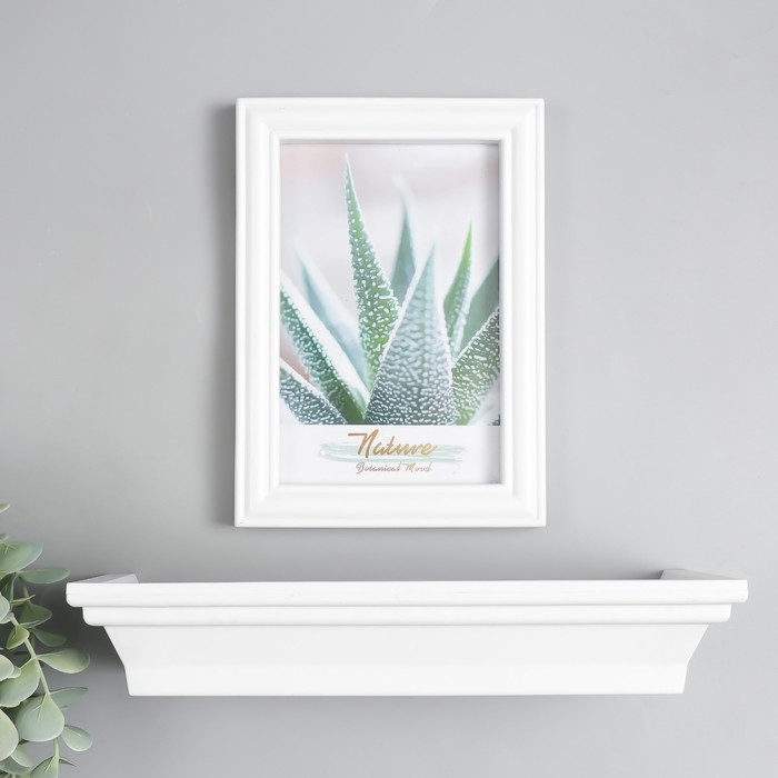 Фоторамка пластик 10х15 см с полкой Фоторамка пластик 10х15 см с полкой "Оливия" белая 26х15 см