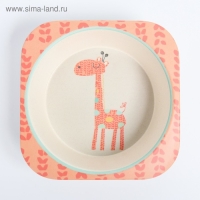 Набор детской бамбуковой посуды &laquo;Жираф&raquo;, тарелка, миска, стакан, приборы, 5 предметов