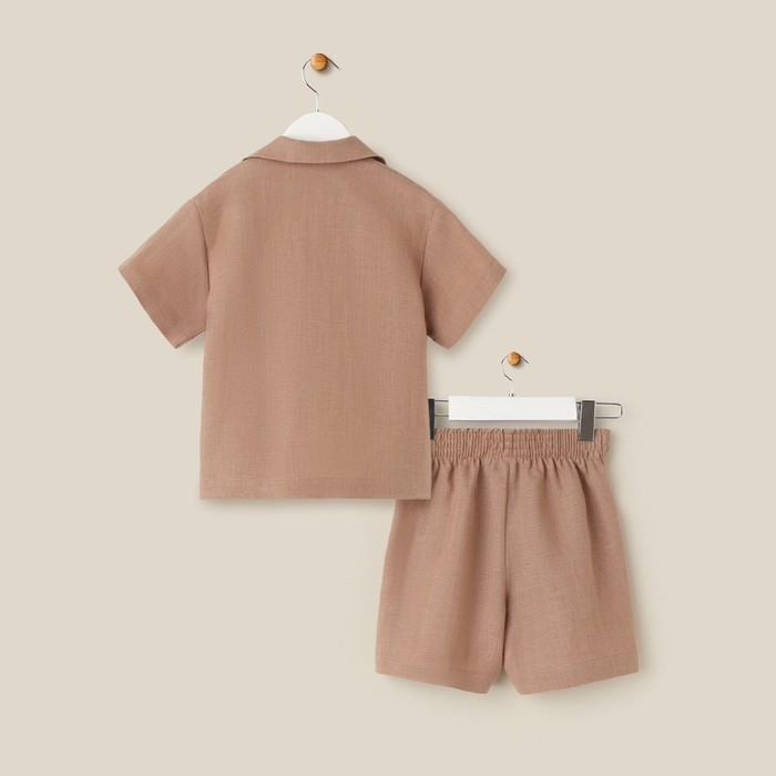 Костюм детский домашний (рубашка и шорты) SL HOME р 34 (122-128), кофейный Костюм детский домашний (рубашка и шорты) SL HOME р 34 (122-128), кофейный