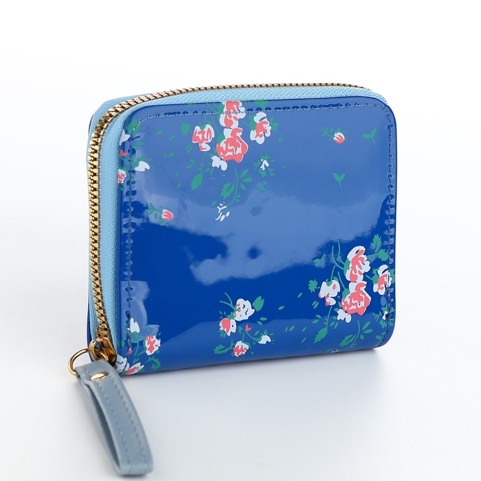 Кошелёк женский на молнии, лакированный, цвет синий Кошелёк женский на молнии, лакированный, цвет синий