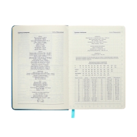 Ежедневник недатированный A5, 140л, клетка, кожзам, на резинке, желтый срез, Синий