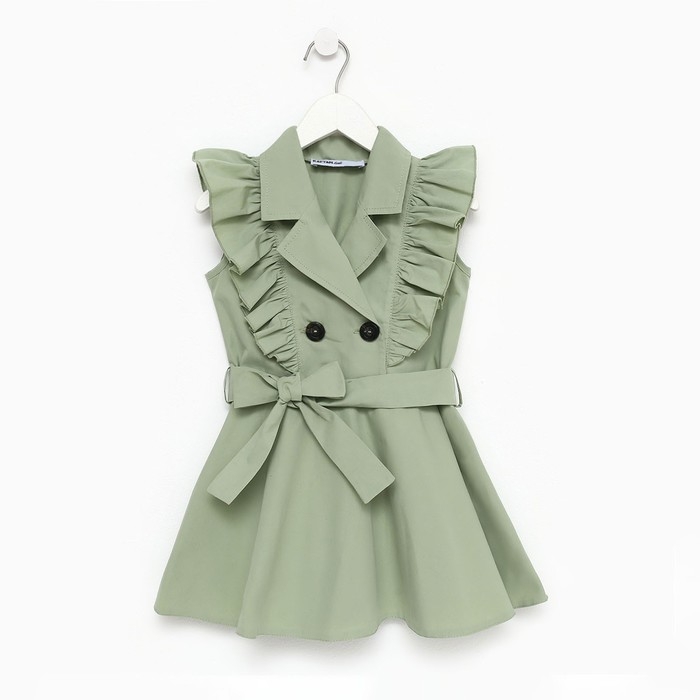 Платье детское двубортное KAFTAN, размер 38 (146-152 см), цвет оливковый