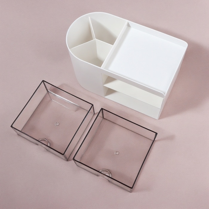 Органайзер для хранения, многоуровневый, 3 секции, 18 × 10 × 10 см, цвет белый/чёрный Органайзер для хранения, многоуровневый, 3 секции, 18 × 10 × 10 см, цвет белый/чёрный