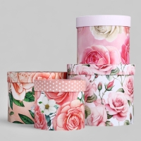 Набор шляпных коробок для цветов 4 в 1, упаковка подарочная, «Нежность», 20 х 17,5 - 16 х 14 см Набор шляпных коробок для цветов 4 в 1, упаковка подарочная, «Нежность», 20 х 17,5 - 16 х 14 см