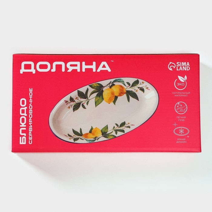 Блюдо овальное Доляна &laquo;Лимон&raquo;, 28&times;14,5 см, цвет белый