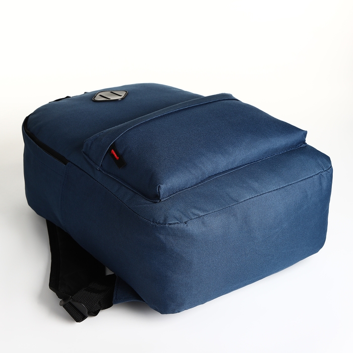 Рюкзак школьный на молнии, наружный карман, цвет синий