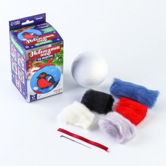 Валяние из шерсти на новый год. Ёлочная игрушка своими руками &laquo;Снегирь на ветке&raquo;, новогодний набор для творчества