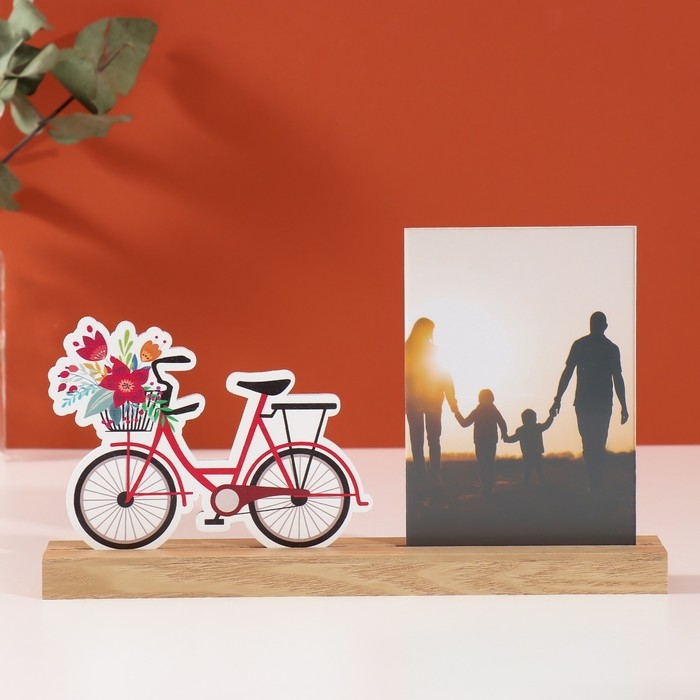 Фоторамка дерево, акрил 10х15 см Фоторамка дерево, акрил 10х15 см "Весенний велосипед" 4х27,3х14 см