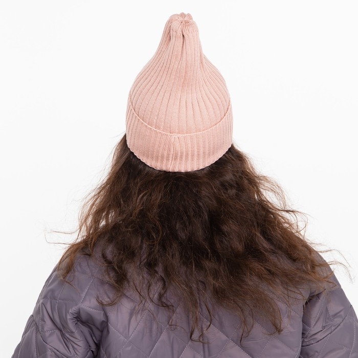 Шапка женская демисезонная , цвет пудра, размер 52-56 Шапка женская демисезонная , цвет пудра, размер 52-56