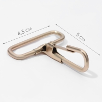 Карабин металлический, 50 &times; 45 мм / 38 &times; 3 мм, 5 шт, цвет золотой