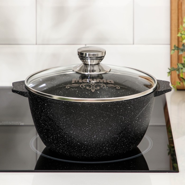 Кастрюля &laquo;Гранит Black&raquo; Induction Pro, 3 л, d=22 см, h=10.5 см, индукция, цвет чёрный