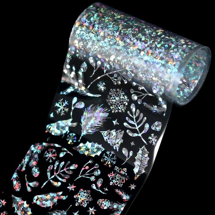 Новый год! Фольга для ногтей «Ветви и снегири», переводная, 4 × 50 см, голография Новый год! Фольга для ногтей «Ветви и снегири», переводная, 4 × 50 см, голография