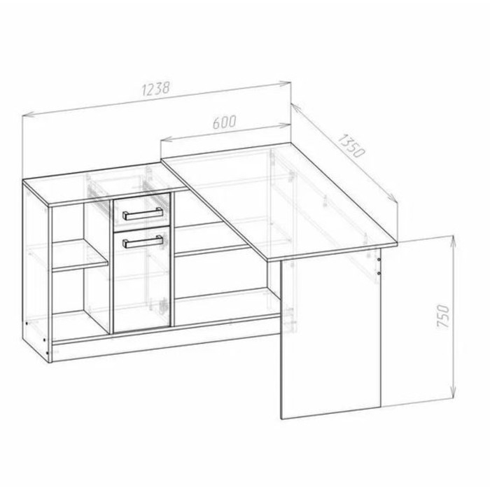 Стол письменный СПЛ-1, 1350х1238х750 Белый
